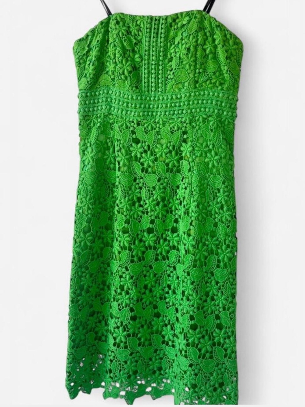 NWT Laundry By Shelli Segal Green Crochet Lace Strapless Mini Dress In Size 0